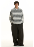 Contrast Stripes Lazy Style Soft Hooded Sweater Top Jacket