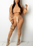 Fashionable Casual Solid Color Strappy Two-piece Suit