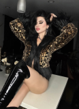 Fashionable Leopard Fur Coat Warm Top