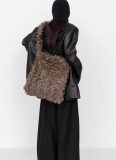 Furry Shoulder Bag Hobo Style Large Size Retro Tote Bag