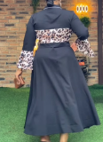 Sexy Leopard Print Patchwork Top and Long Skirt Two-piece Set