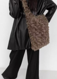 Furry Shoulder Bag Hobo Style Large Size Retro Tote Bag