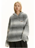 Contrast Stripes Lazy Style Soft Hooded Sweater Top Jacket