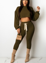 Fashionable Casual Solid Color Strappy Two-piece Suit