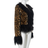 Fashionable Leopard Fur Coat Warm Top