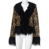 Fashionable Leopard Fur Coat Warm Top