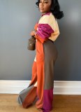 Sports Casual Color Blocking Waist Two-piece Suit