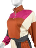 Sports Casual Color Blocking Waist Two-piece Suit