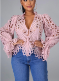 Sexy Ripped Trumpet Sleeve Breathable Top