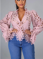 Sexy Ripped Trumpet Sleeve Breathable Top