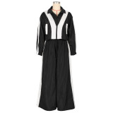 Sports Patchwork Woven Loose Jacket Two-piece Set