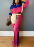Sports Casual Color Blocking Waist Two-piece Suit