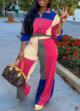 Sports Casual Color Blocking Waist Two-piece Suit