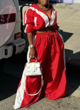 Sports Patchwork Woven Loose Jacket Two-piece Set