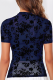 Round Neck Sexy Stretch Net Gauze See-Through T-Shirt Top