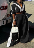 Sports Patchwork Woven Loose Jacket Two-piece Set