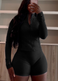 Sports Casual Sexy Tight Long-sleeved Shorts Two-piece Suit