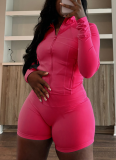 Sports Casual Sexy Tight Long-sleeved Shorts Two-piece Suit