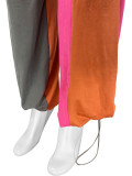 Sports Casual Color Blocking Waist Two-piece Suit