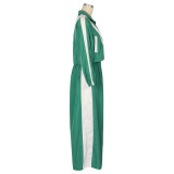 Sports Patchwork Woven Loose Jacket Two-piece Set