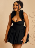 Sexy Deep V-neck Off-shoulder Sleeveless Hip-hugging Dress