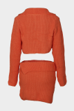 Slim Fit Hot Girl Long Sleeve Short Jacket Top Hip-wrapped Short Skirt Solid Color Two-piece Set