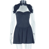 Sexy Deep V-neck Off-shoulder Sleeveless Hip-hugging Dress