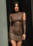 Sexy Waist-hugging Hip-hugging Dress Sleeveless With Removable Sleeves