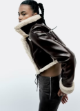 Lapel Fur Integrated Fleece Reversible Short Jacket