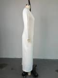 Elegant Beaded V-neck High-waist One-step Slit Dress