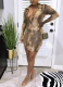 Sexy Leopard Print V-neck Long-sleeved Hip-hugging Dress