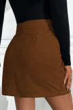 High Waist Women's Slim Fit A-Line Short Corduroy Skirt, Fall/Spring