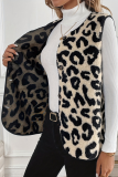 Leopard Print Front Button Plush Fashionable Simple Versatile Vest
