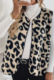Leopard Print Front Button Plush Fashionable Simple Versatile Vest