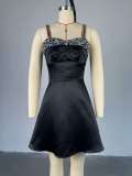 Elegant Sequined Patchwork Strapless Dress
