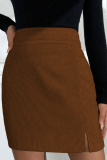 High Waist Women's Slim Fit A-Line Short Corduroy Skirt, Fall/Spring