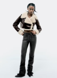 Lapel Fur Integrated Fleece Reversible Short Jacket