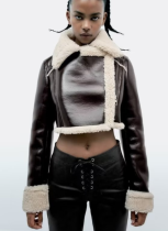 Lapel Fur Integrated Fleece Reversible Short Jacket