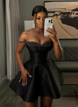 Elegant Sequined Patchwork Strapless Dress