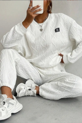 2 Piece Women's Stylish Simple Pants and Long Sleeve Hoodie Set