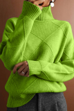 Plus Size Women's Solid Color Turtleneck Long Sleeve Sweater