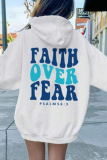 Women's hooded sweatshirt with slogan print FAITH OVER FEAR PSALM 56: 3