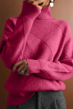 Plus Size Women's Solid Color Turtleneck Long Sleeve Sweater