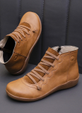 Casual Large Size Lace Side Zipper Short Boots