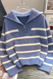 Autumn And Winter Thickened Inner Wear 2024 New Zipper Striped Bottoming Sweater