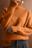 Plus Size Women's Solid Color Turtleneck Long Sleeve Sweater