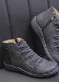 Casual Large Size Lace Side Zipper Short Boots