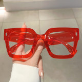 Large Frame Square Rice Nail Anti Blue Light Glasses Frame Round Face Texture Fashion Flat Glasses