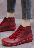 Casual Large Size Lace Side Zipper Short Boots