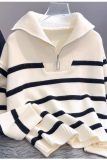 Autumn And Winter Thickened Inner Wear 2024 New Zipper Striped Bottoming Sweater